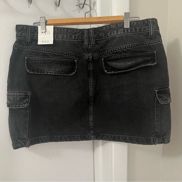 Zara DENIM CARGO SKIRT TRF Size Extra Large XL - Picture 12 of 13